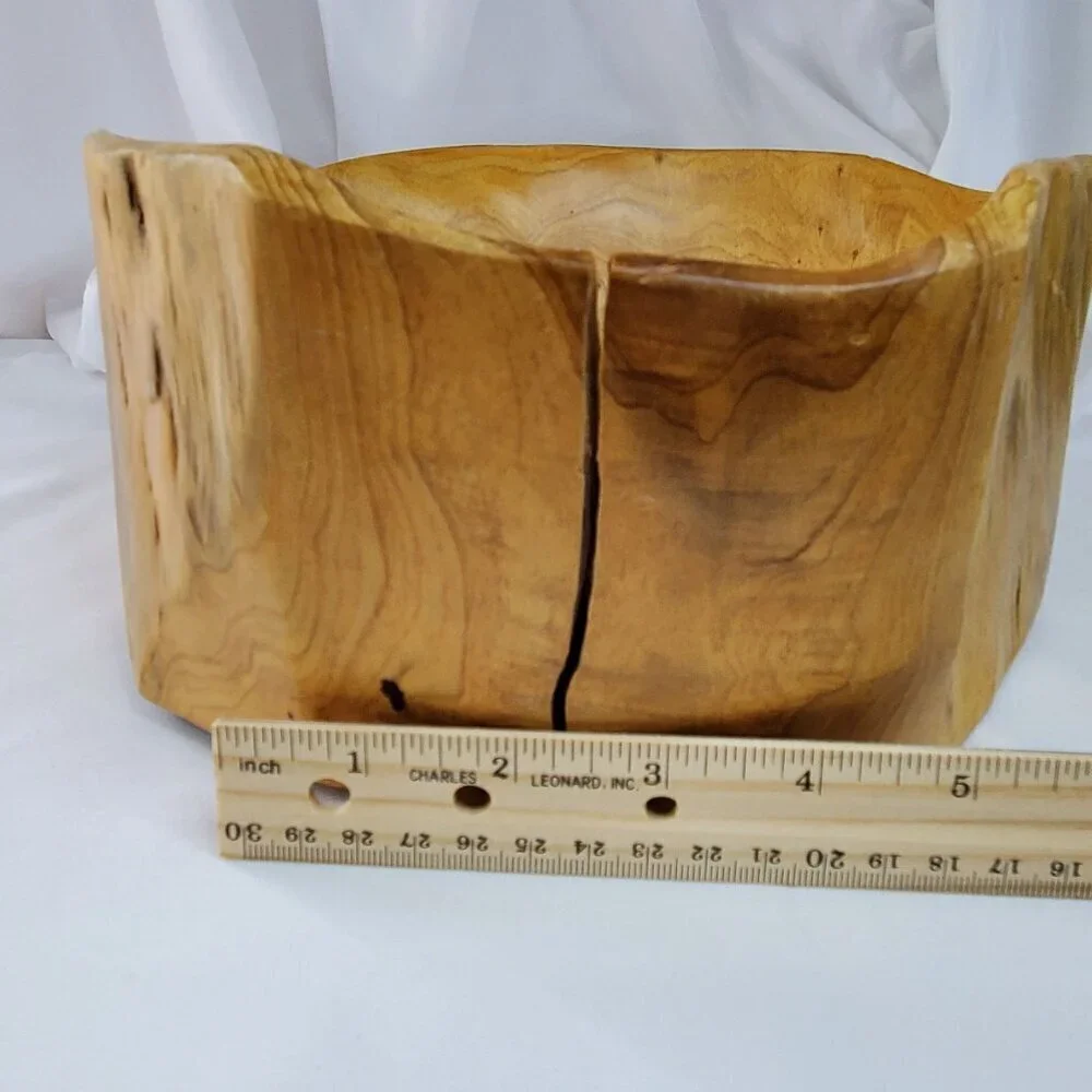 VTG Real Wood Tree Stump Root Bowl Large Handcrafted Wooden Decorative Bowl